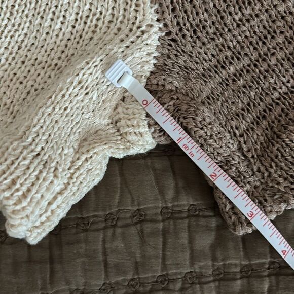 NWT Blu Pepper Colorblock Knit Lounge Shorts — Neutral Cream/Taupe — Size M - Picture 7 of 7